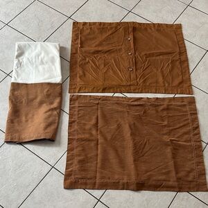 QUEEN Minmalist Bedskirt & Matching Shams Vegan Dark Tan Microsuede